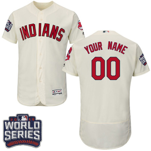 Men's Majestic Cleveland Indians Customized Cream 2016 World Series Bound Flexbase Authentic Collection MLB Jersey