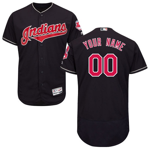 Men's Majestic Cleveland Indians Customized Navy Blue Alternate Flex Base Authentic Collection MLB Jersey