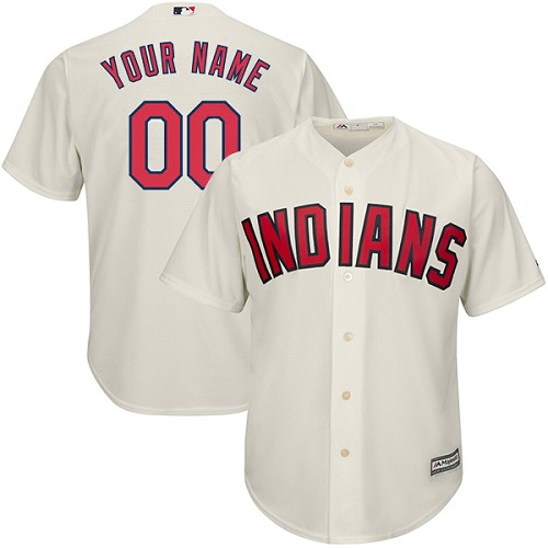 Men's Majestic Cleveland Indians Customized Replica Cream Alternate 2 Cool Base MLB Jersey