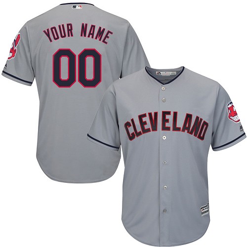 Men's Majestic Cleveland Indians Customized Replica Grey Road Cool Base MLB Jersey