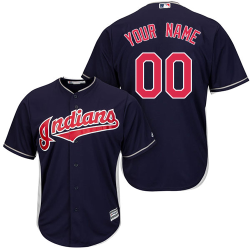 Men's Majestic Cleveland Indians Customized Replica Navy Blue Alternate 1 Cool Base MLB Jersey