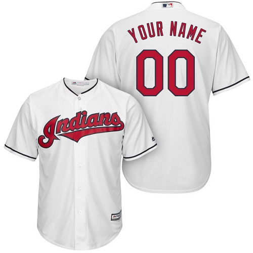 Men's Majestic Cleveland Indians Customized Replica White Home Cool Base MLB Jersey