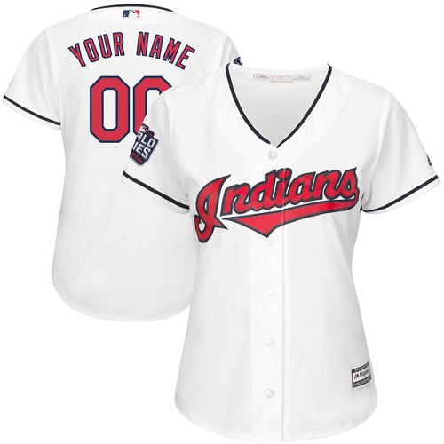 Women's Majestic Cleveland Indians Customized Authentic White Home 2016 World Series Bound Cool Base MLB Jersey