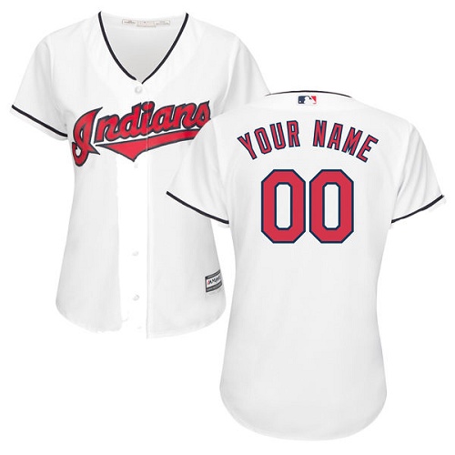 Women's Majestic Cleveland Indians Customized Authentic White Home Cool Base MLB Jersey