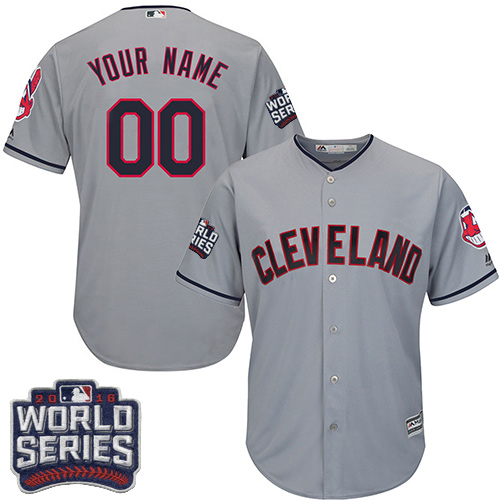 Youth Majestic Cleveland Indians Customized Authentic Grey Road 2016 World Series Bound Cool Base MLB Jersey