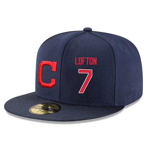 MLB Men's Cleveland Indians #7 Kenny Lofton Stitched Snapback Adjustable Player Hat - Navy/Red