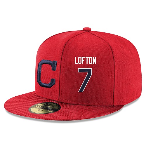 MLB Men's Cleveland Indians #7 Kenny Lofton Stitched Snapback Adjustable Player Hat - Red/Navy