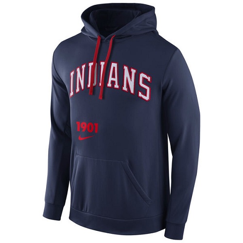 MLB Cleveland Indians Nike Cooperstown Performance Pullover Hoodie - Navy Blue