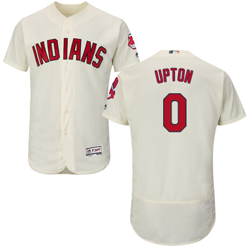 Men's Majestic Cleveland Indians #0 B.J. Upton Cream Alternate Flex Base Authentic Collection MLB Jersey