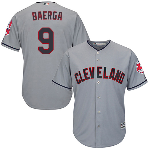 Men's Majestic Cleveland Indians #9 Carlos Baerga Replica Grey Road Cool Base MLB Jersey