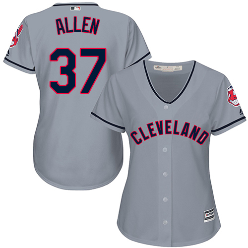 Women's Majestic Cleveland Indians #37 Cody Allen Replica Grey Road Cool Base MLB Jersey