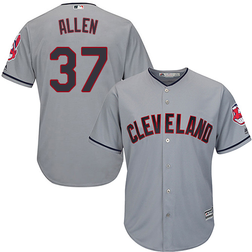 Youth Majestic Cleveland Indians #37 Cody Allen Replica Grey Road Cool Base MLB Jersey