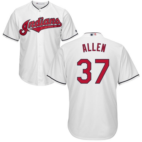 Youth Majestic Cleveland Indians #37 Cody Allen Replica White Home Cool Base MLB Jersey