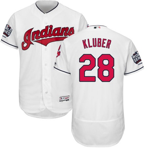 Men's Majestic Cleveland Indians #28 Corey Kluber White 2016 World Series Bound Flexbase Authentic Collection MLB Jersey