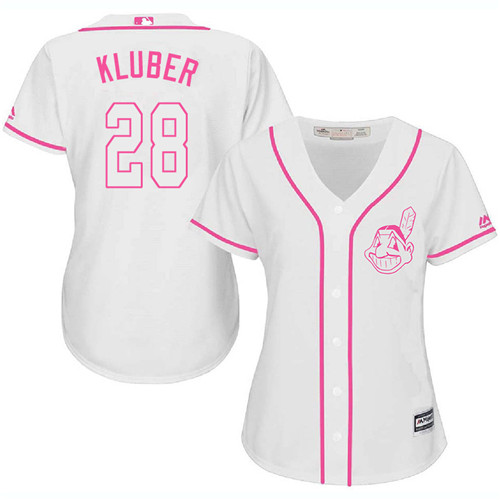 Women's Majestic Cleveland Indians #28 Corey Kluber Authentic White Fashion Cool Base MLB Jersey