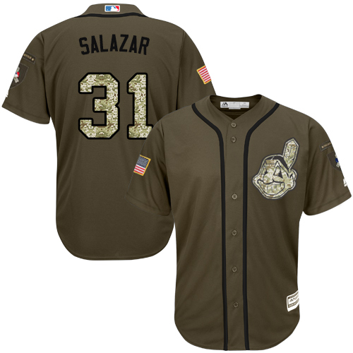 Men's Majestic Cleveland Indians #31 Danny Salazar Authentic Green Salute to Service MLB Jersey