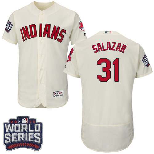 Men's Majestic Cleveland Indians #31 Danny Salazar Cream 2016 World Series Bound Flexbase Authentic Collection MLB Jersey