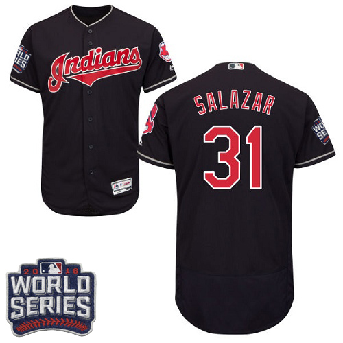 Men's Majestic Cleveland Indians #31 Danny Salazar Navy Blue 2016 World Series Bound Flexbase Authentic Collection MLB Jersey
