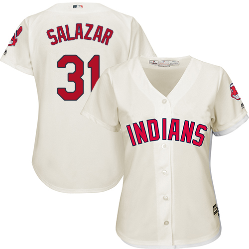 Women's Majestic Cleveland Indians #31 Danny Salazar Authentic Cream Alternate 2 Cool Base MLB Jersey