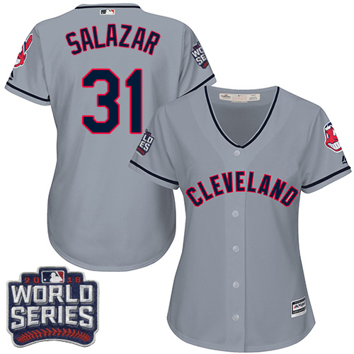 Women's Majestic Cleveland Indians #31 Danny Salazar Authentic Grey Road 2016 World Series Bound Cool Base MLB Jersey