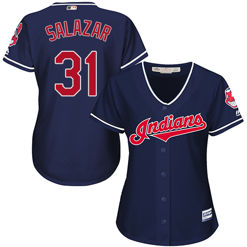 Women's Majestic Cleveland Indians #31 Danny Salazar Authentic Navy Blue Alternate 1 Cool Base MLB Jersey