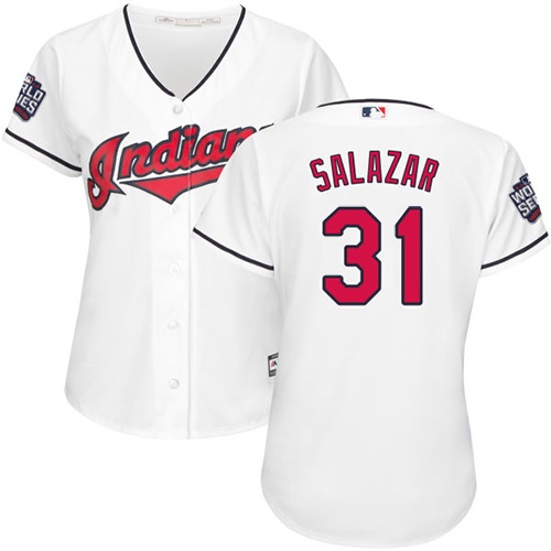 Women's Majestic Cleveland Indians #31 Danny Salazar Authentic White Home 2016 World Series Bound Cool Base MLB Jersey