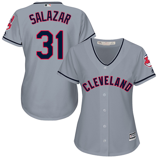 Women's Majestic Cleveland Indians #31 Danny Salazar Replica Grey Road Cool Base MLB Jersey