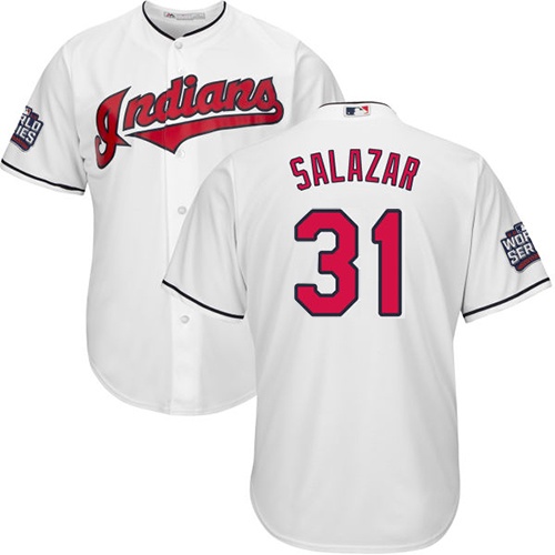 Youth Majestic Cleveland Indians #31 Danny Salazar Authentic White Home 2016 World Series Bound Cool Base MLB Jersey