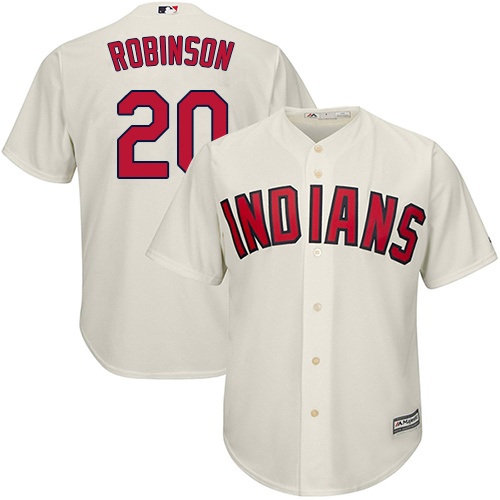 Youth Majestic Cleveland Indians #20 Eddie Robinson Authentic Cream Alternate 2 Cool Base MLB Jersey