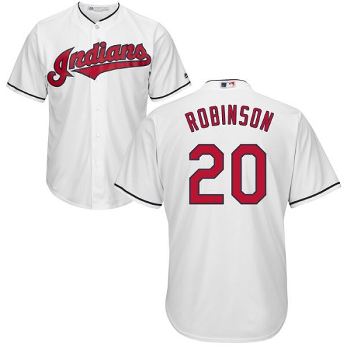Youth Majestic Cleveland Indians #20 Eddie Robinson Authentic White Home Cool Base MLB Jersey