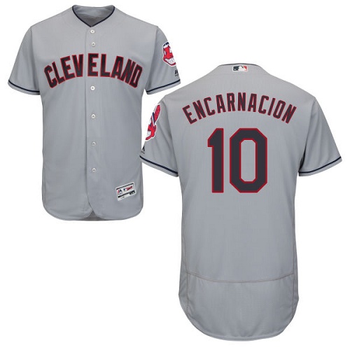 Men's Majestic Cleveland Indians #10 Edwin Encarnacion Grey Flexbase Authentic Collection MLB Jersey