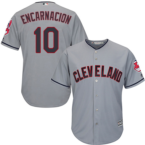 Men's Majestic Cleveland Indians #10 Edwin Encarnacion Replica Grey Road Cool Base MLB Jersey