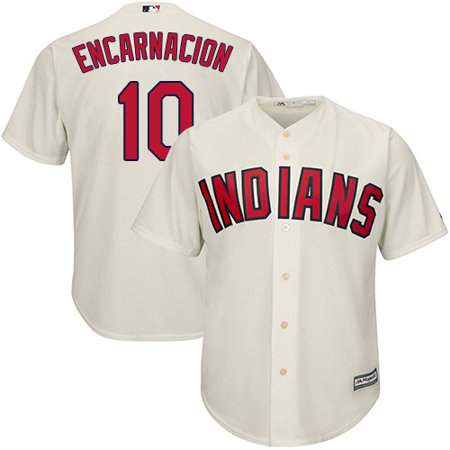 Youth Majestic Cleveland Indians #10 Edwin Encarnacion Authentic Cream Alternate 2 Cool Base MLB Jersey