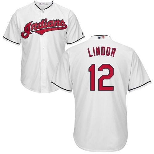 Men's Majestic Cleveland Indians #12 Francisco Lindor Replica White Home Cool Base MLB Jersey