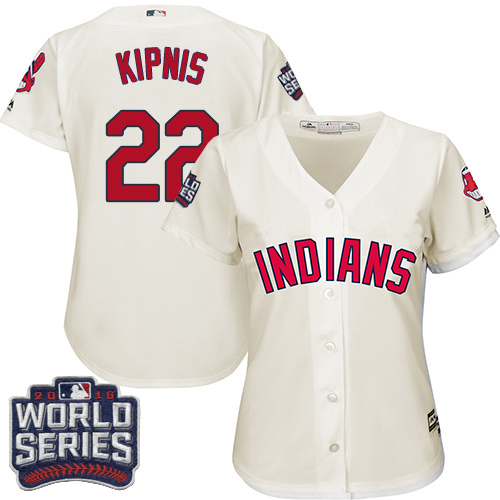 Women's Majestic Cleveland Indians #22 Jason Kipnis Authentic Cream Alternate 2 2016 World Series Bound Cool Base MLB Jersey
