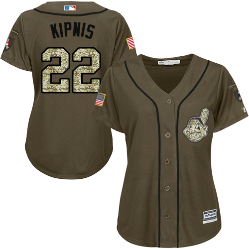 Women's Majestic Cleveland Indians #22 Jason Kipnis Authentic Green Salute to Service MLB Jersey