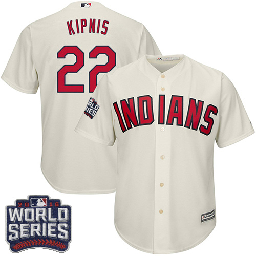 Youth Majestic Cleveland Indians #22 Jason Kipnis Authentic Cream Alternate 2 2016 World Series Bound Cool Base MLB Jersey