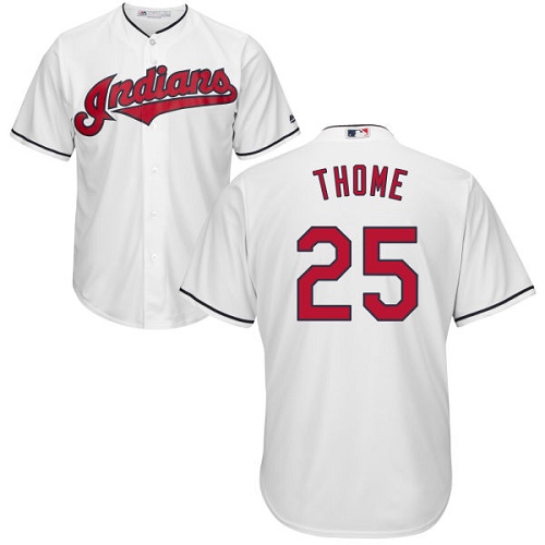 Men's Majestic Cleveland Indians #25 Jim Thome Replica White Home