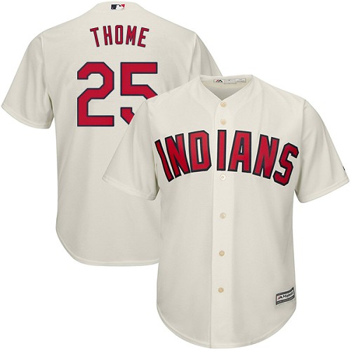 Youth Majestic Cleveland Indians #25 Jim Thome Authentic Cream Alternate 2 Cool Base MLB Jersey