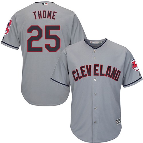 Youth Majestic Cleveland Indians #25 Jim Thome Authentic Grey Road Cool Base MLB Jersey