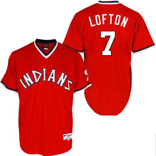 Men's Majestic Cleveland Indians #7 Kenny Lofton Replica Red 1978 Turn Back The Clock MLB Jersey