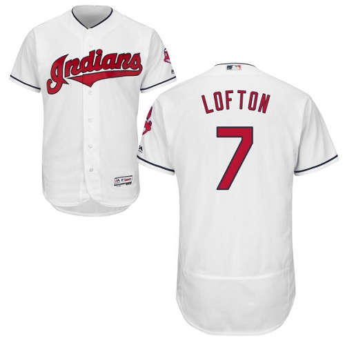 Men's Majestic Cleveland Indians #7 Kenny Lofton White Home Flex Base Authentic Collection MLB Jersey