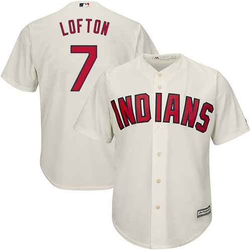 Youth Majestic Cleveland Indians #7 Kenny Lofton Authentic Cream Alternate 2 Cool Base MLB Jersey