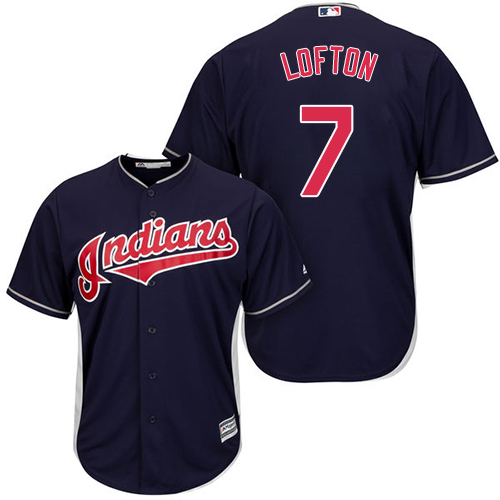 Youth Majestic Cleveland Indians #7 Kenny Lofton Authentic Navy Blue Alternate 1 Cool Base MLB Jersey
