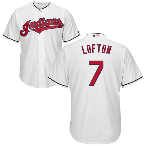 Youth Majestic Cleveland Indians #7 Kenny Lofton Replica White Home Cool Base MLB Jersey