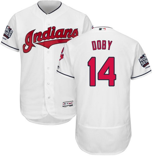 Men's Majestic Cleveland Indians #14 Larry Doby White 2016 World Series Bound Flexbase Authentic Collection MLB Jersey