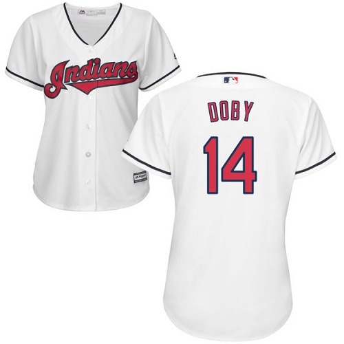 Women's Majestic Cleveland Indians #14 Larry Doby Authentic White Home Cool Base MLB Jersey