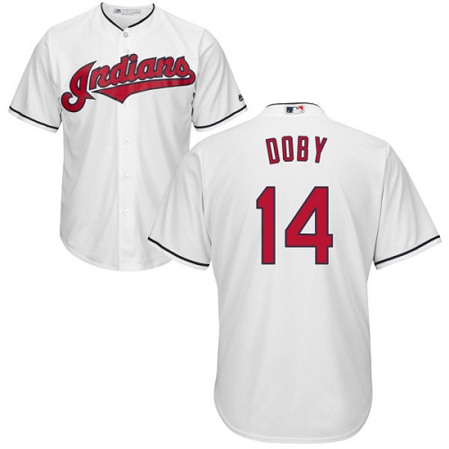 Youth Majestic Cleveland Indians #14 Larry Doby Authentic White Home Cool Base MLB Jersey