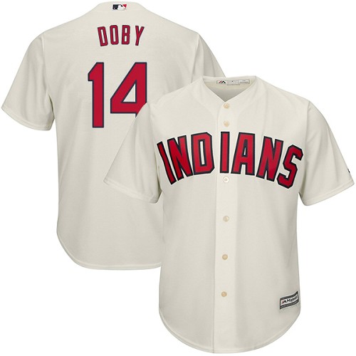 Youth Majestic Cleveland Indians #14 Larry Doby Replica Cream Alternate 2 Cool Base MLB Jersey