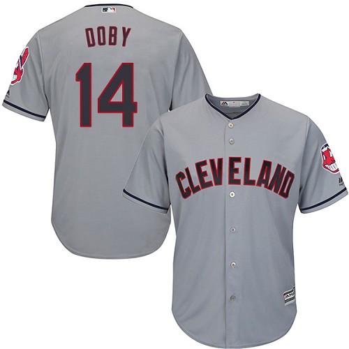 Youth Majestic Cleveland Indians #14 Larry Doby Replica Grey Road Cool Base MLB Jersey